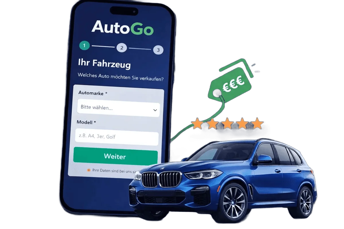 AutoGo App auf dem Smartphone – BMW X5 Autoankauf Sofortangebot in Österreich